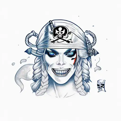 female pirate  tattoo design idea