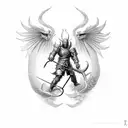 St Michael battling a dragon in a dotwork style tattoo design idea