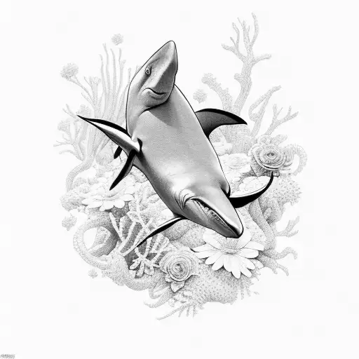flash tattoo design of a colorful shark on Craiyon