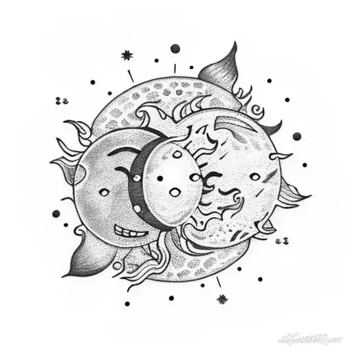 Sun and Moon tattoo design idea