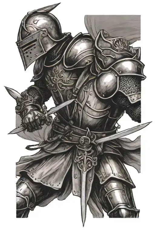 medieval knight fighting demo tattoo design idea