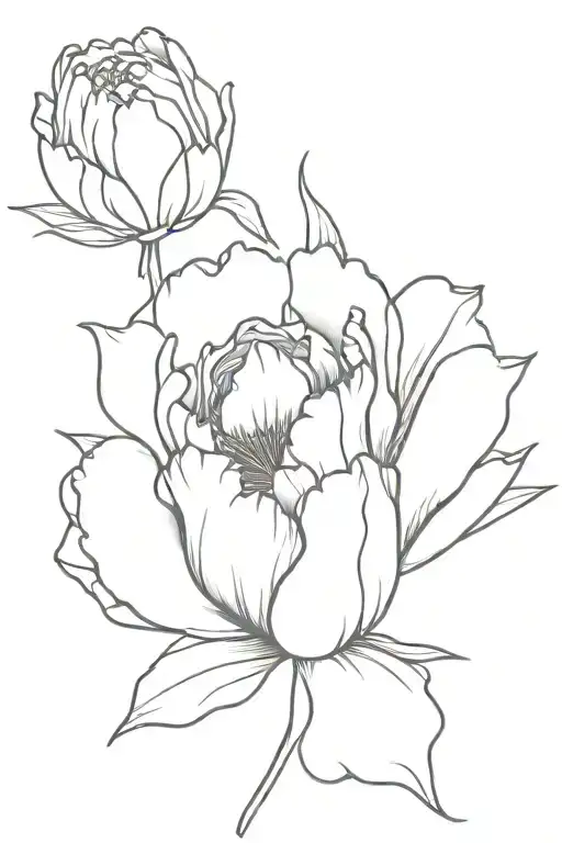 charcoal peony tulip tattoo design idea