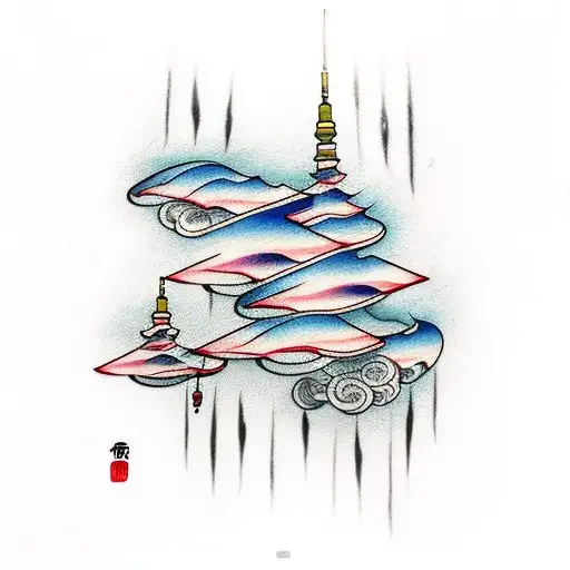 wind bars and lightning tattoo design idea