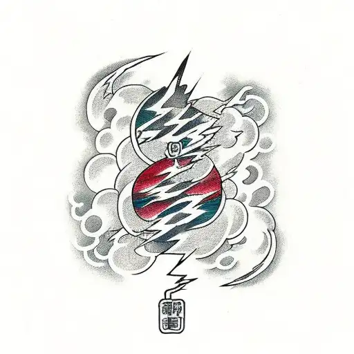 wind bars with lightning tattoo design idea