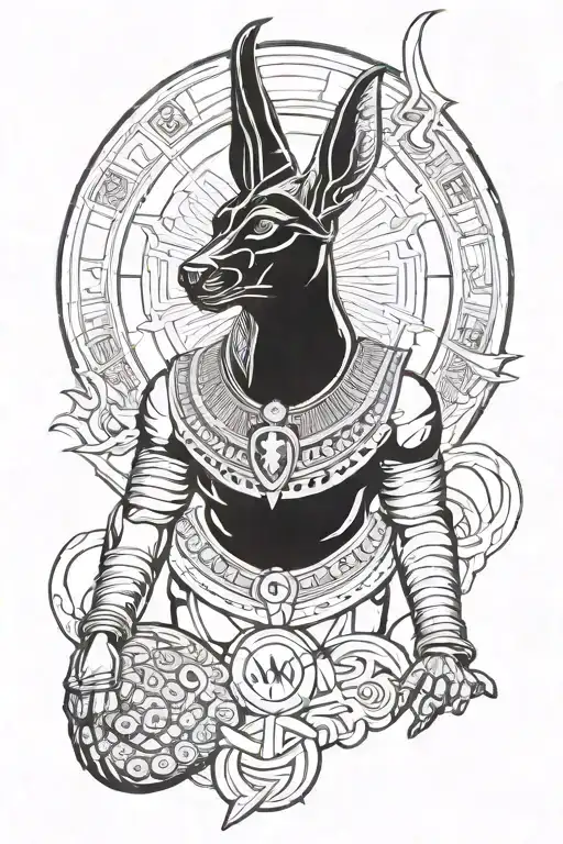 anubis egiptian god symbol in alchemy eight endless tattoo design idea