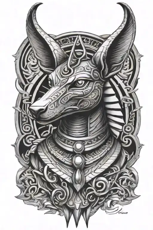 anubis egiptian god symbol in alchemy tattoo design idea