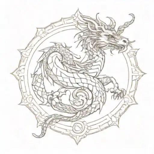 Dragon, aries, mandala tattoo design idea