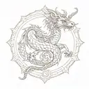 Dragon, aries, mandala tattoo design idea