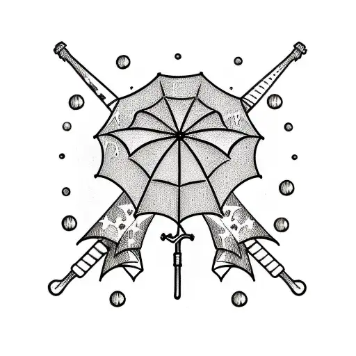 Colorful Umbrella Tattoo Design