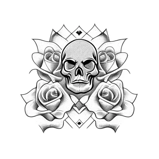 Skull and Roses tattoo design idea
