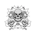 Skull and Roses tattoo design idea