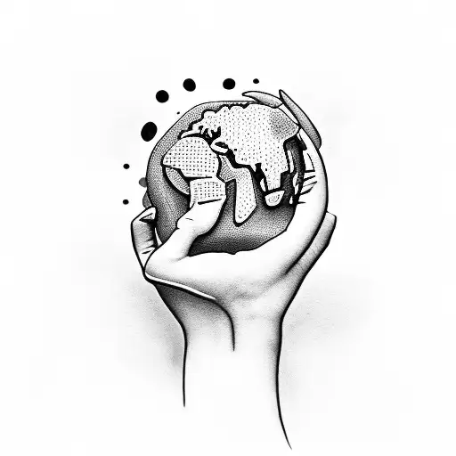 world in hand tattoo design idea