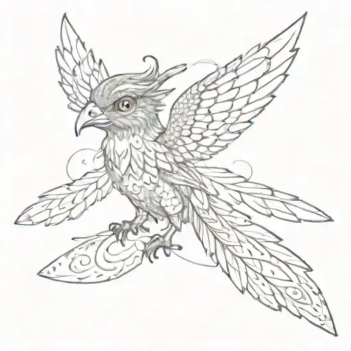 magical animal with eyes and wings without a body with mysterious eyes tattoo design idea