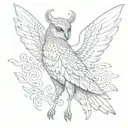 magical animal with eyes and wings without a body with mysterious eyes tattoo design idea