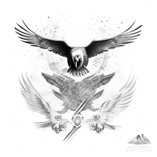 albanian eagle with skanderbeg tattoo design idea