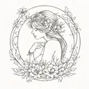 bohemian book celestial flowers fairy  tattoo design idea