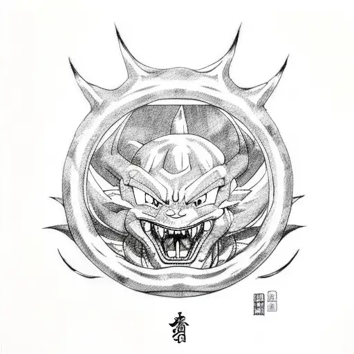 face of dragon ball shenron tattoo design idea