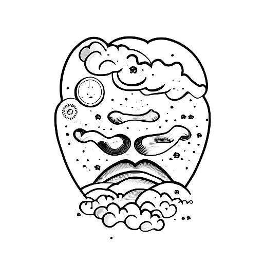 cloud-shaped head tattoo design idea