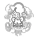 cloud-shaped head tattoo design idea