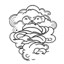 cloud-shaped head tattoo design idea