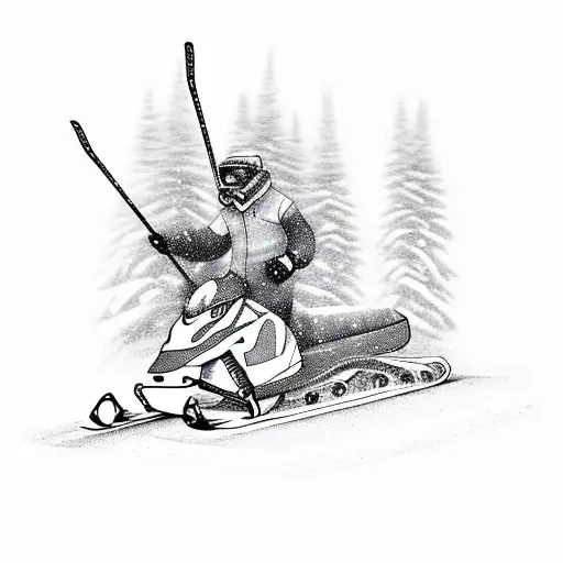 snowmobile going up ski slope tattoo design idea
