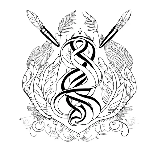 motherhood infinity feather courage force tattoo design idea