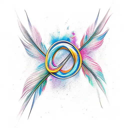 motherhood infinity feather courage force tattoo design idea