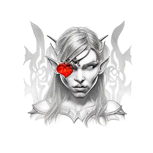 Elf Girl vs Orcs tattoo design idea