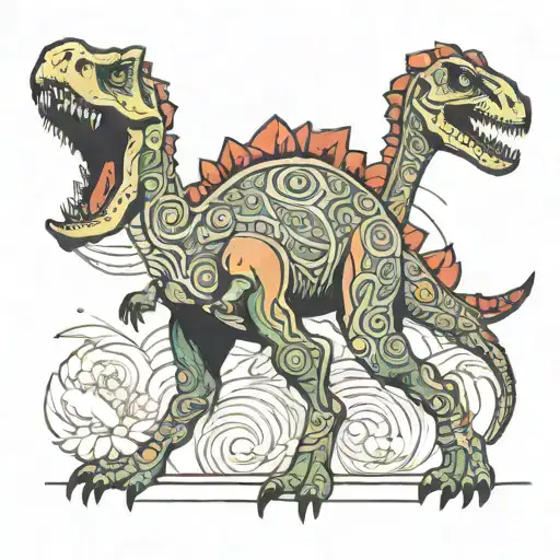 dinosaur leg sleeve tattoo design idea