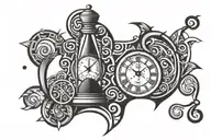 sand clock with money tattoo design idea