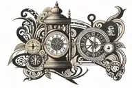 sand clock with money tattoo design idea