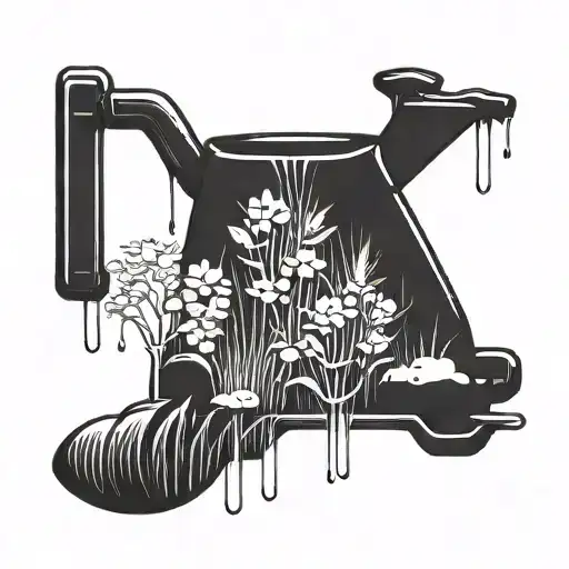 watering grass with pail  or rain cloud tattoo design idea