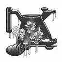 watering grass with pail  or rain cloud tattoo design idea