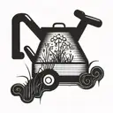 watering grass with pail  or rain cloud tattoo design idea