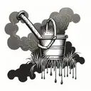 watering grass with pail  or rain cloud tattoo design idea