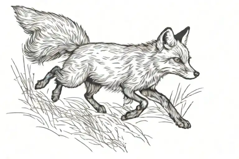 fox running tattoo design idea