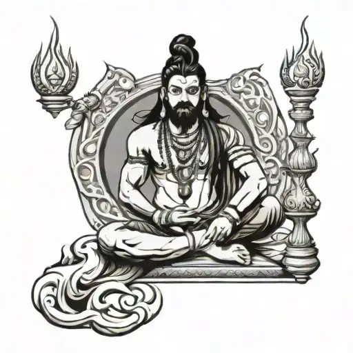 mahadev sitting in kailash tattoo design idea