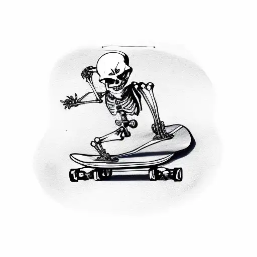 skeleton on a skateboard drinking tattoo design idea