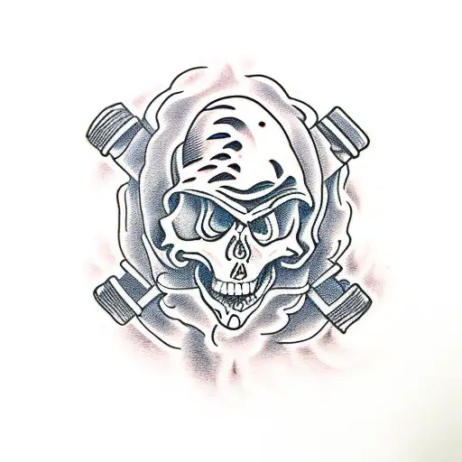 skeleton on a skateboard drinking tattoo design idea