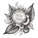 A quote about perseverance surrounded by intricate botanical elements, representing motivation and growth tattoo design idea