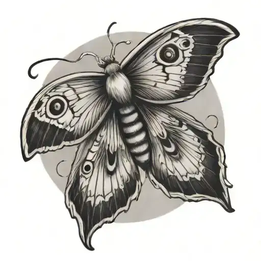 moth and moon tattoo design idea