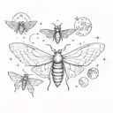 moth and moon phases tattoo design idea