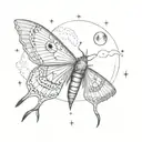 moth and moon phases tattoo design idea