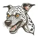 angry evil dalmatian with snarling teeth and aggressive features, mean expression  tattoo design idea