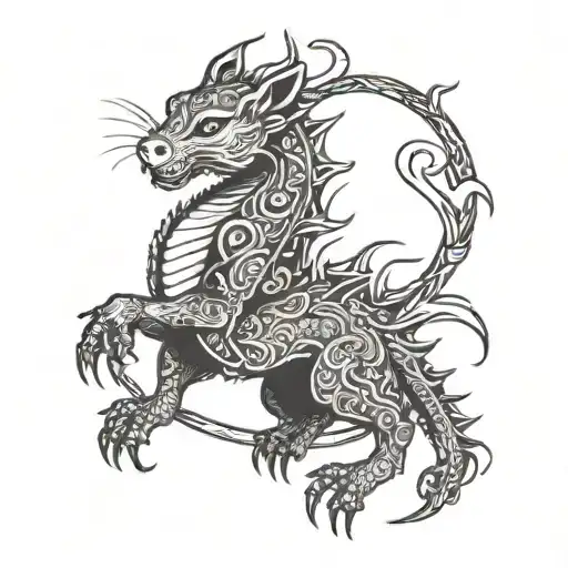 Year of the rat dragon tattoo sagittarius zodiac sign tattoo design idea