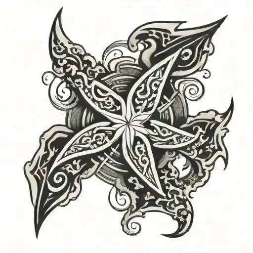 flying shuriken tattoo design idea