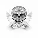 Skull aztec on the hand tattoo design idea