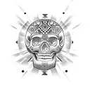 Skull aztec on the hand tattoo design idea