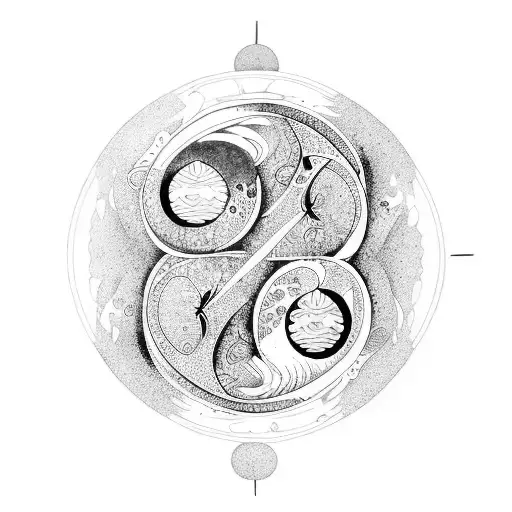 koi fish yin yang with cresent moon tattoo design idea