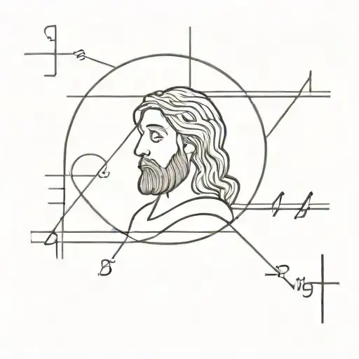 jesus is thinking about math formulas written tattoo design idea